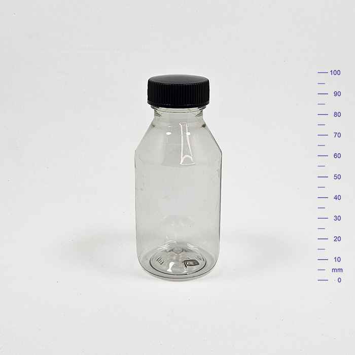 BOTELLA PET 100 cc CRISTAL C/t NEGRA SIMPLE (450)