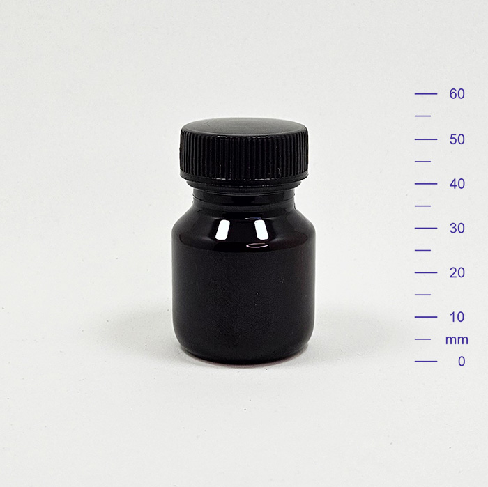 BOTELLA AMBAR PET 20 cc Ø28 C/t NEGRA SIMPLE (1500)