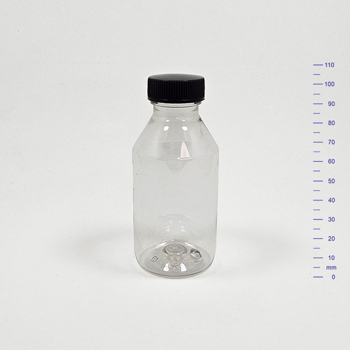 BOTELLA PET 125 cc CRISTAL C/t NEGRA SIMPLE (370)