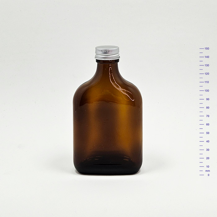 BOTELLA PETACA 200 cc AMBAR C/t ALUMINIO (38)
