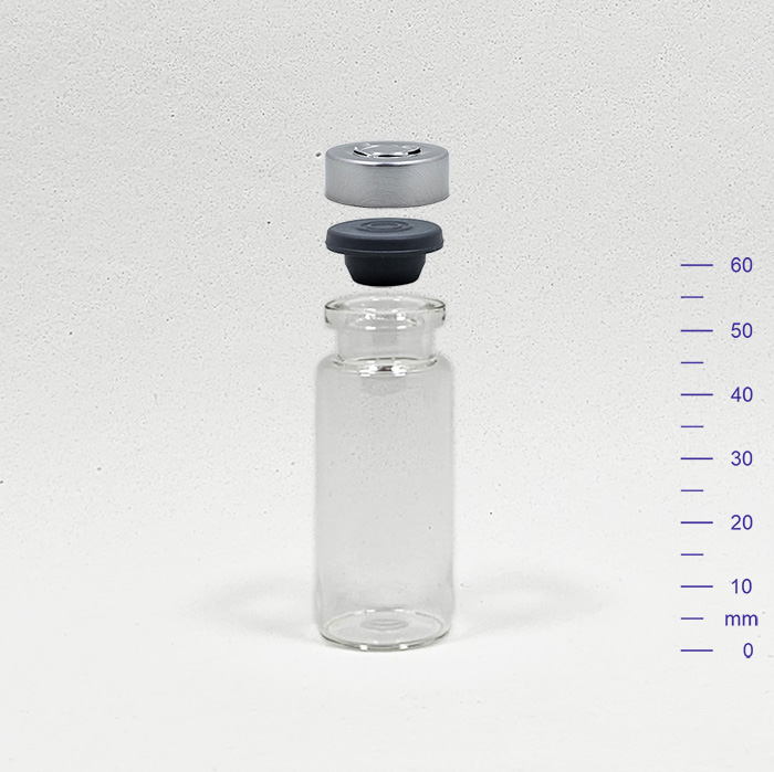 VIAL 15 cc CRISTAL C/BUTILO Y PRECINTO ALUM. (195)