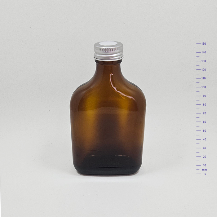 BOTELLA PETACA 200 cc AMBAR C/t PERFORADA ALUMINIO (38)
