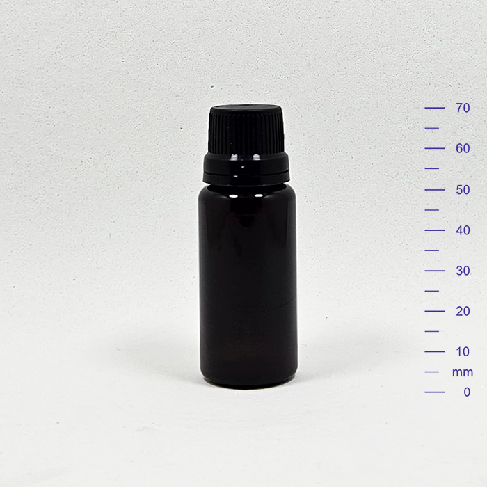 BOTELLA PET 20 cc AMBAR C/t NEGRA INV. (800)