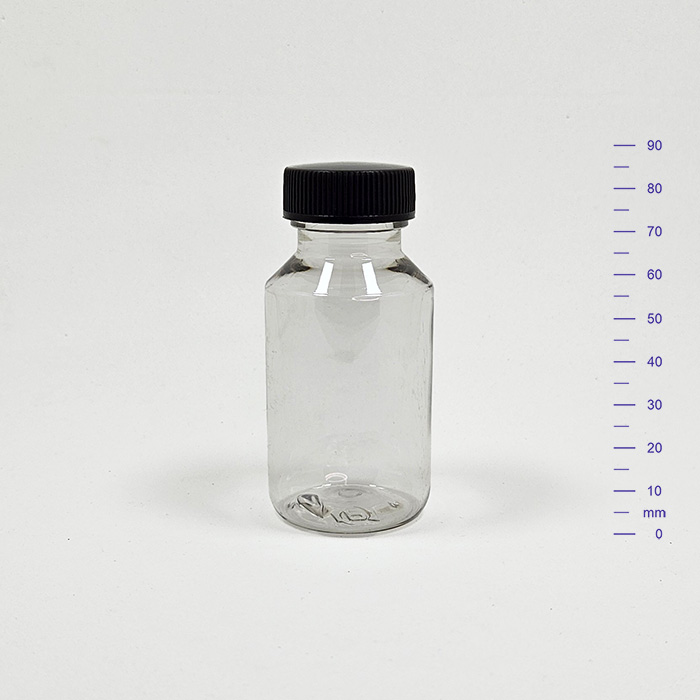 BOTELLA PET 70 cc CRISTAL C/t NEGRA SIMPLE (650)