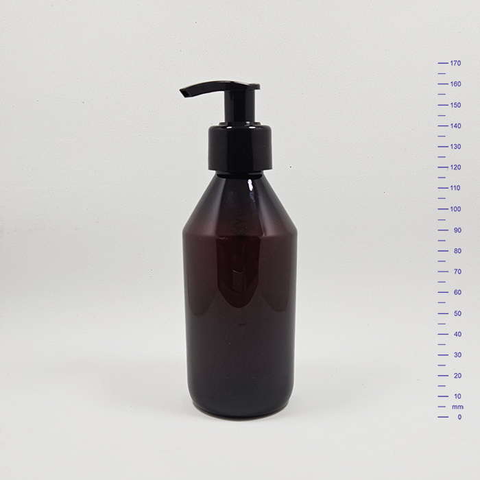 BOTELLA PET 250 cc AMBAR c/VD Ø28 NEGRA (257)
