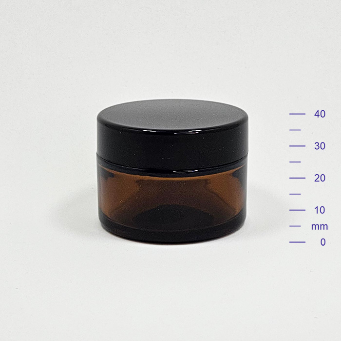 POTE VIDRIO RECTO 30 cc AMBAR C/t NEGRA (288)