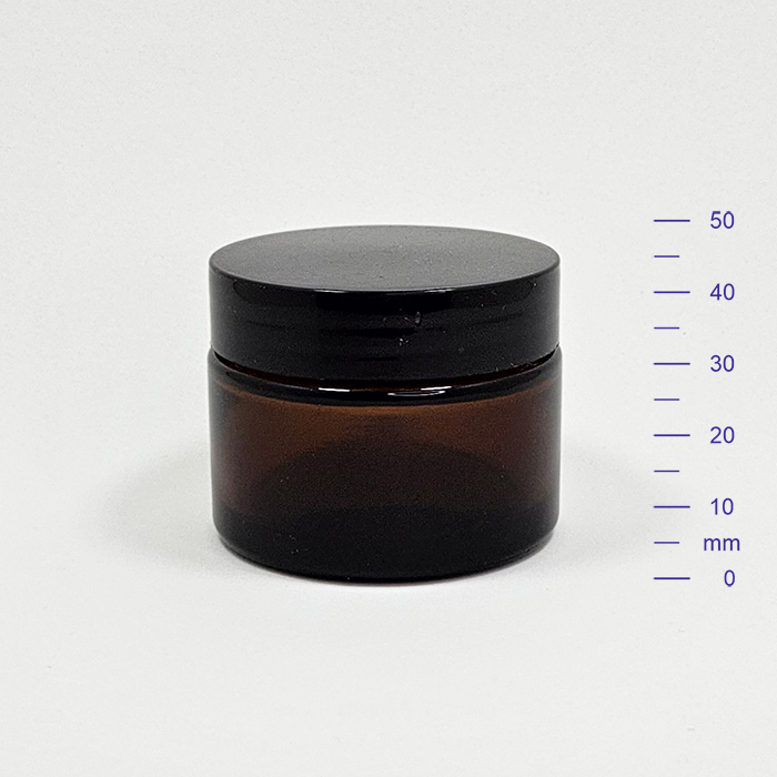 4eed8a420ab810693ac0c4e6658a1c57.jpg POTE VIDRIO RECTO 50 cc AMBAR C/t NEGRA (210) - Imagen 1