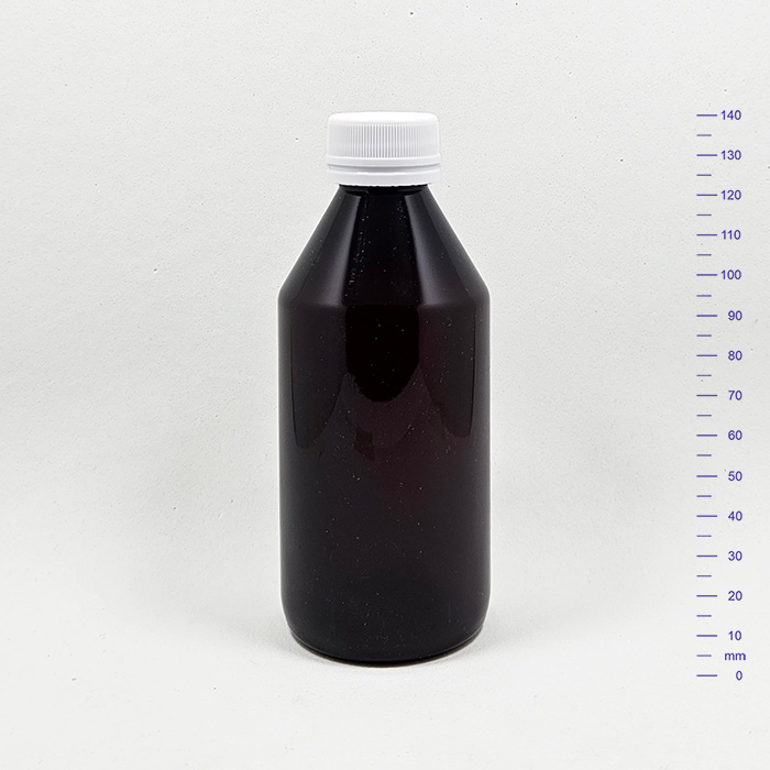 BOTELLA PET 250 cc AMBAR C/t BLANCA INV. (257)