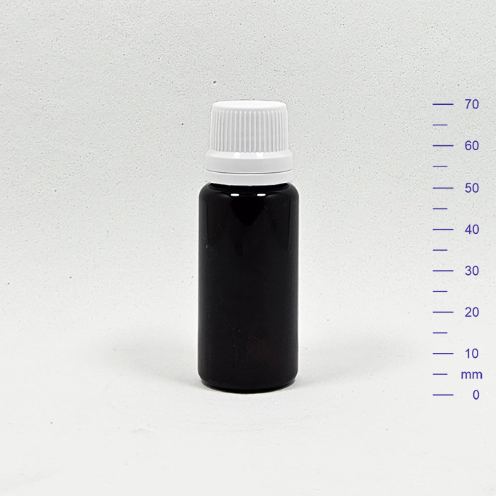 BOTELLA PET 20 cc Ø18 AMBAR C/t BLANCA INV. (800)