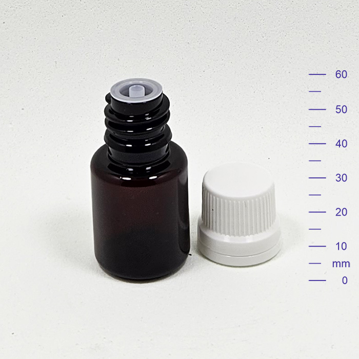 e792791001b725028b50afd8ab66dcf2.jpg BOTELLA PET 10 cc AMBAR C/t BLANCA INV. E INS. GOTERO (1300) - Imagen 1