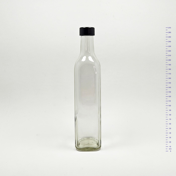 CUADRADA 500 cc CRISTAL C/t NEGRA (28)