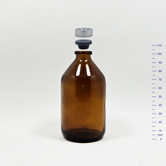 VETERINARIO 100 cc AMBAR C/BUTILO Y PRECINTO ALUM. (84)